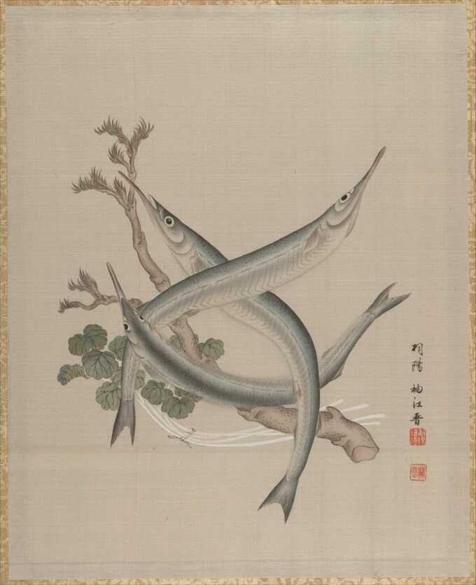 Seki Shūkō : Trois poissons et une branche