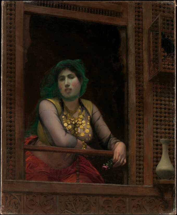 Jean-Léon Gérôme : femme, à, a, balcon