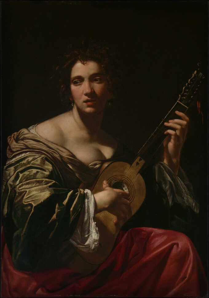 Simon Vouet : Femme jouant de la guitare