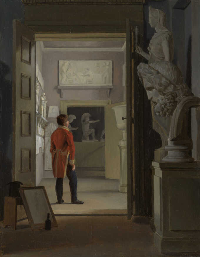 Adam August Müller : La salle des antiquités du palais de Charlottenborg, Copenhague