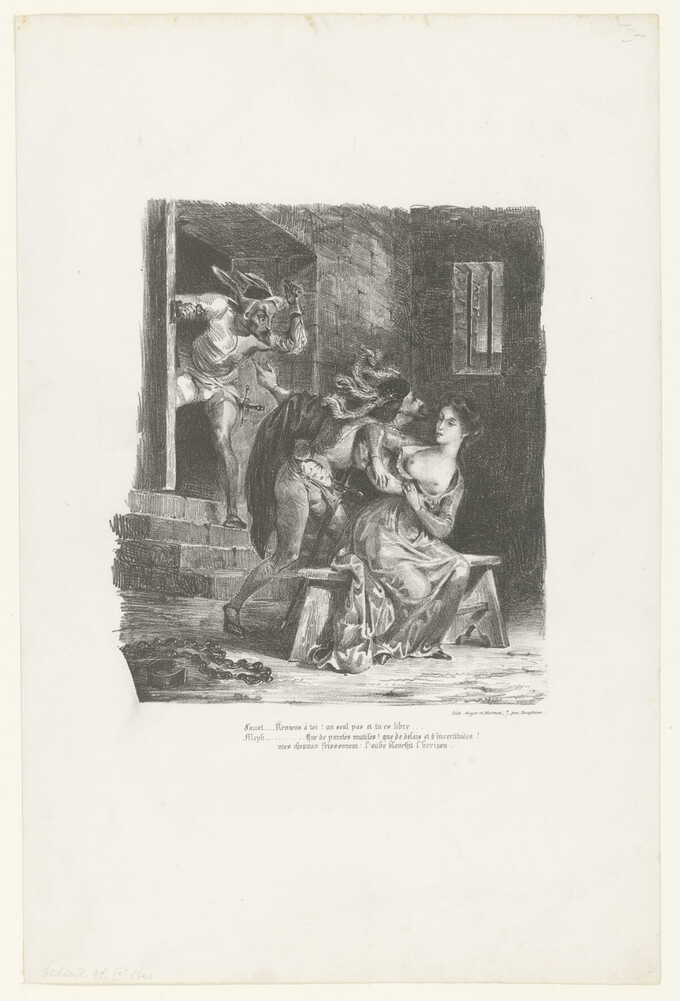 Eugène Delacroix : Faust tente de persuader Gretel de fuir le cachot