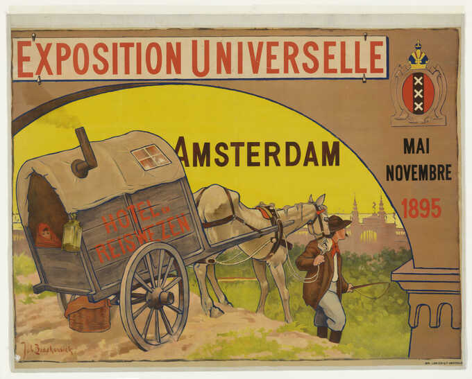 Johan Braakensiek : Affiche pour l'Exposition universelle de l'hôtellerie et de l'industrie du voyage à Amsterdam, 1895