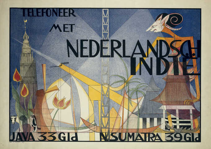 Leo Visser : Poster Téléphone avec les Indes Orientales Néerlandaises