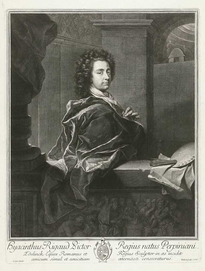 Gerard Edelinck : Portret van Hyacinthe Rigaud