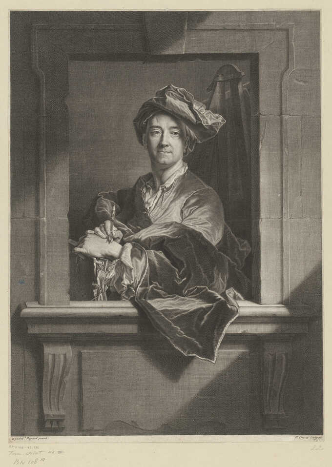 Pierre Drevet : Portret van Hyacinthe Rigaud