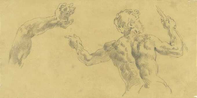 Eugène Delacroix : Croquis d'un bras et d'un homme vus de dos