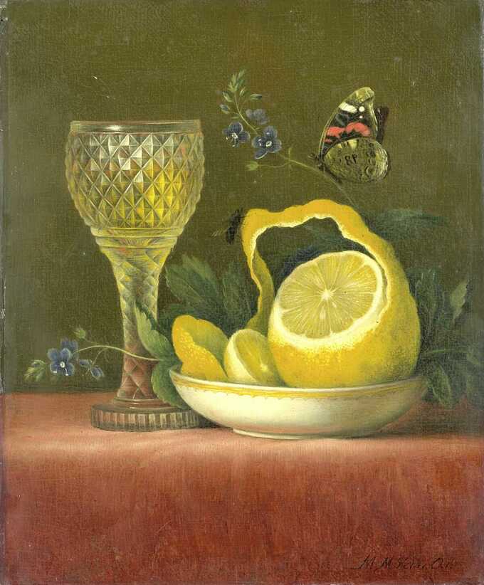 Maria Margaretha van Os : Nature morte au citron et verre taillé