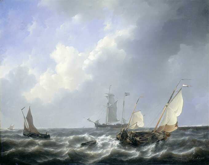 Petrus Johannes Schotel : Paysage marin des eaux zélandaises, près de l'île de Schouwen