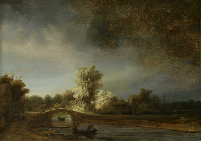 Rembrandt van Rijn : Paysage avec un pont de pierre