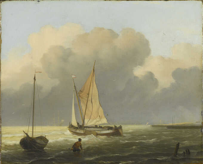 Ludolf Bakhuysen : Mers au large de la côte, avec Spritsail Barge