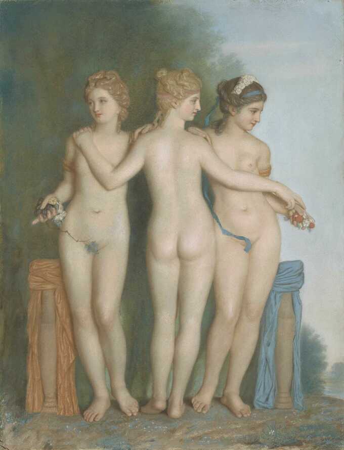 Jean-Etienne Liotard : Les Trois Grâces, d'après le groupe de marbre antique de la Galleria Borghese, Rome