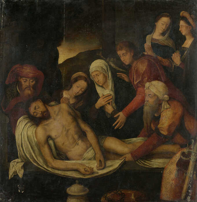 anonymous : Mise au tombeau du Christ avec Joseph d'Arimathie et Nicodème, Marie-Madeleine, la Vierge et Saint Jean l'Evangéliste