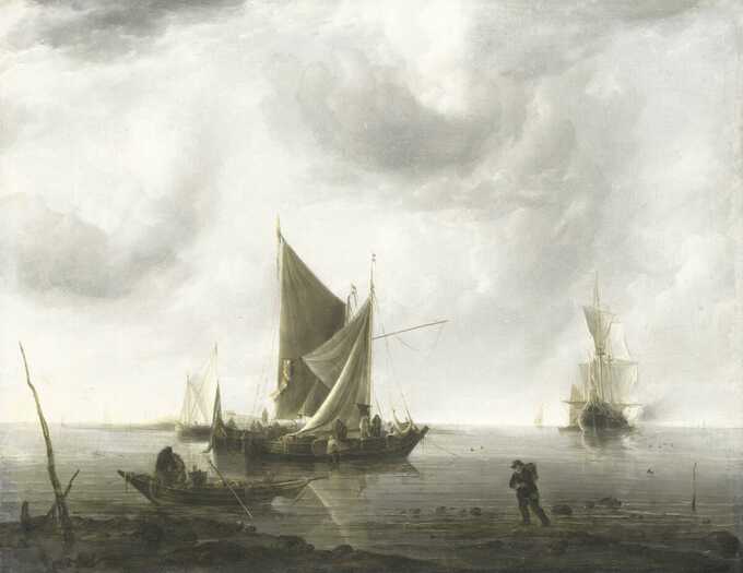 Jan van de Cappelle : Navires à l'ancre sur une mer calme