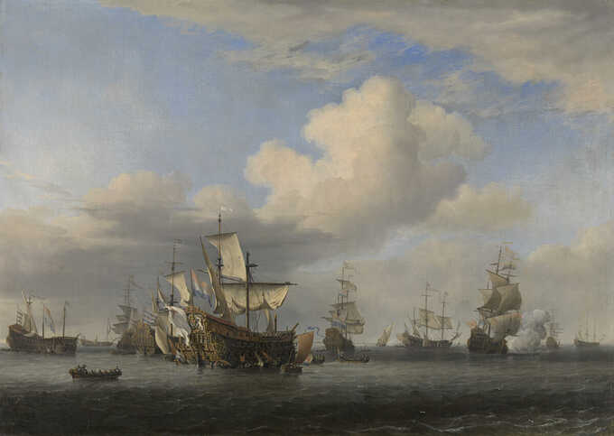 Willem van de Velde (II) : Navires anglais capturés après la bataille de quatre jours