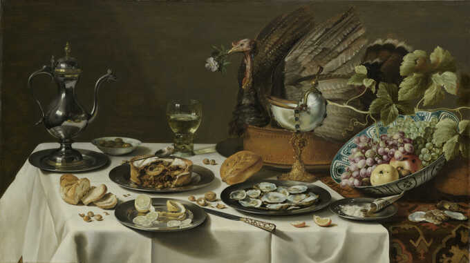 Pieter Claesz : Nature morte avec une tarte à la dinde