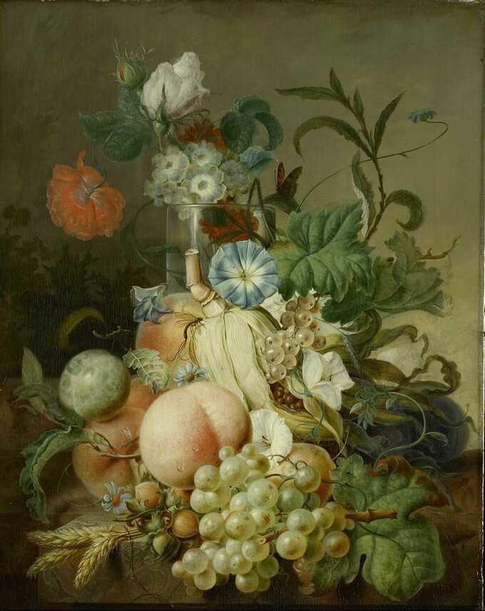 Jan Evert Morel (I) : Nature morte aux fleurs et aux fruits