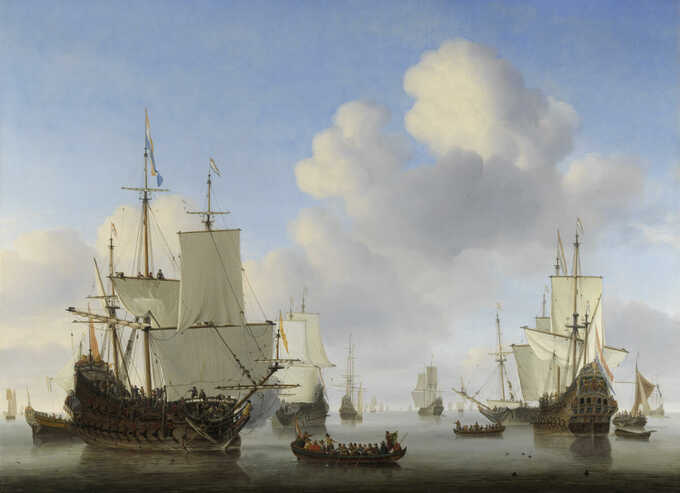 Willem van de Velde (II) : Navires hollandais dans une mer calme
