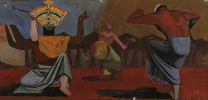 Unidentified : Croquis pour les danseurs indiens