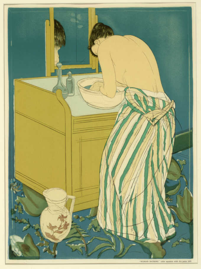 Mary Cassatt, born Allegheny City, PA 1844-died Mesnil-Theribus, France 1926 : Femme au bain (affiche)