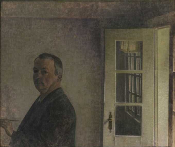 Hammershøi, Vilhelm : Autoportrait. Le Cottage Spurveskjul à Sorgenfri, au nord de Copenhague