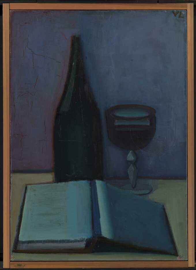 Lundstrøm, Vilhelm : Nature morte avec un livre, un verre et une bouteille