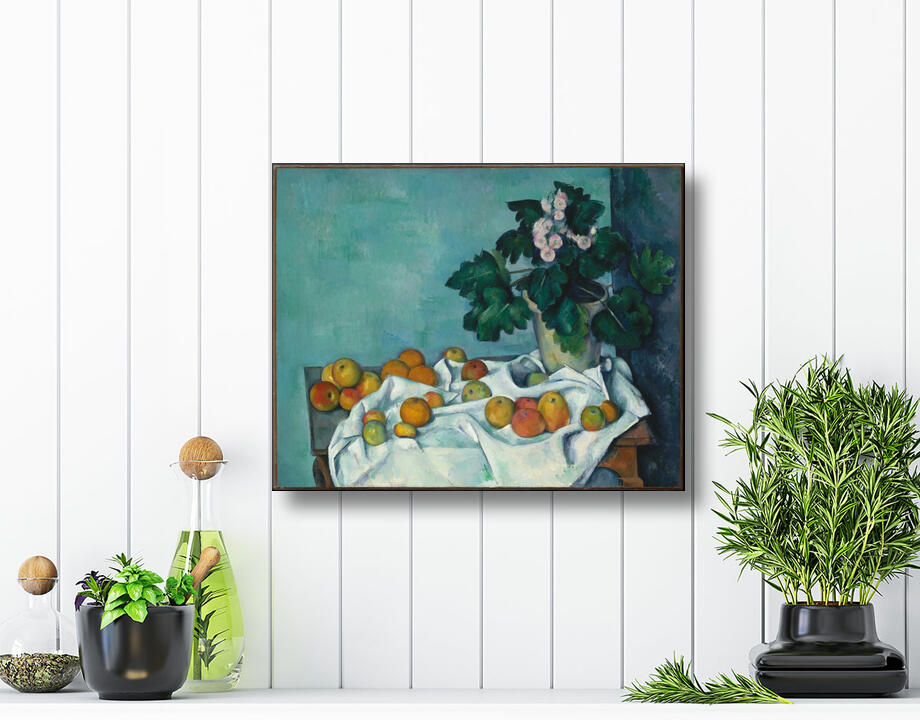 Paul Cézanne : Nature morte aux pommes et au pot de primevères