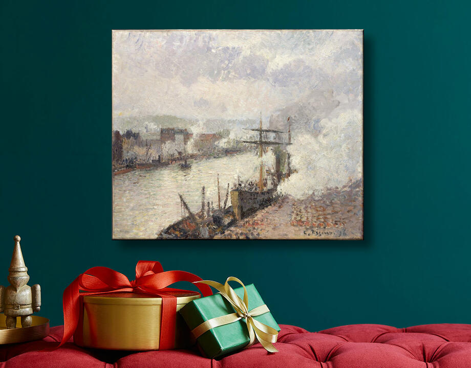 Camille Pissarro : Bateaux à vapeur dans le port de Rouen