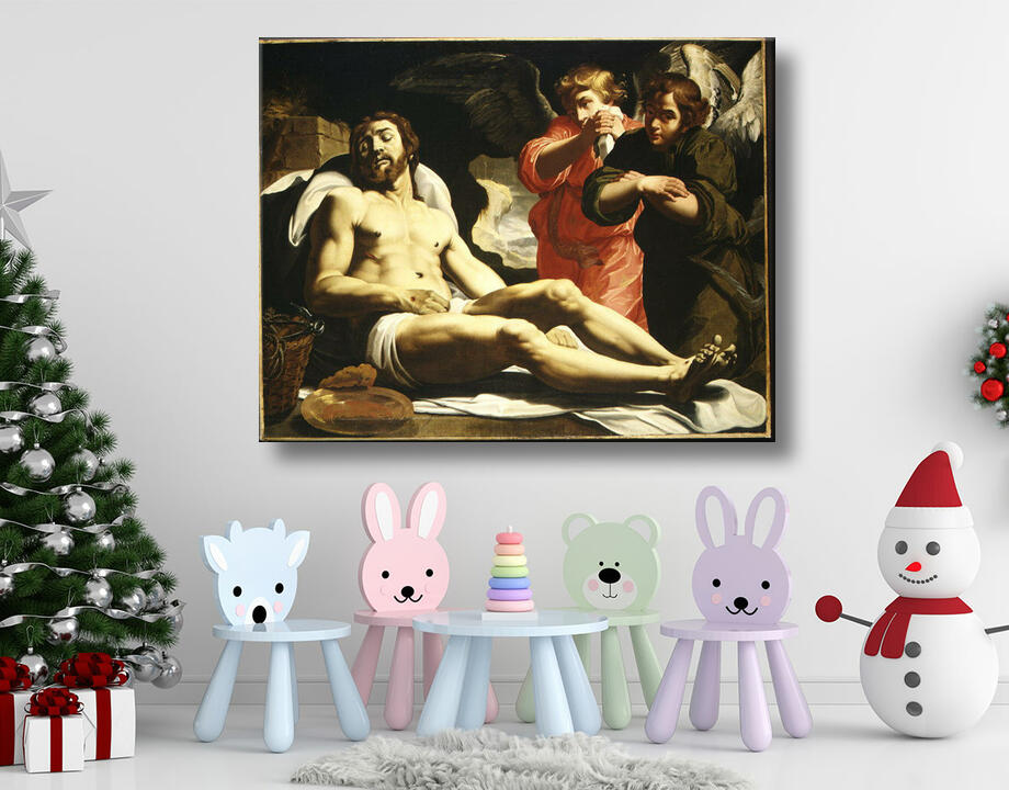 Abraham Janssen van Nuyssen : Le Christ mort au tombeau avec deux anges
