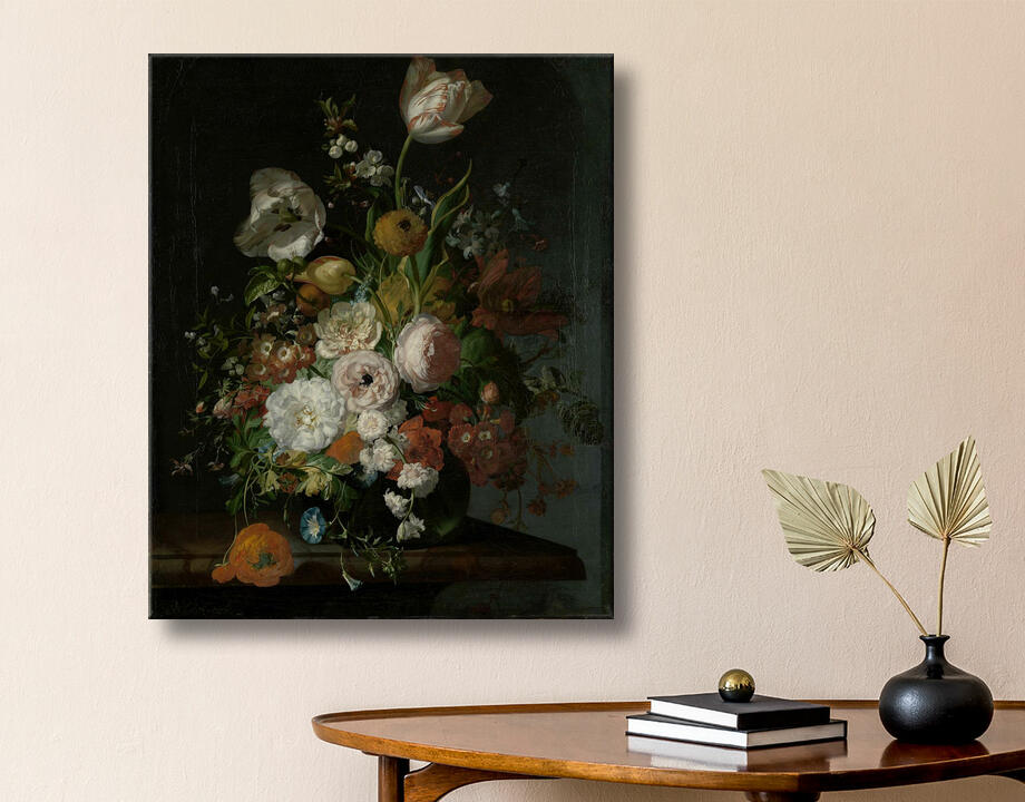 Rachel Ruysch : Nature morte aux fleurs dans un vase en verre