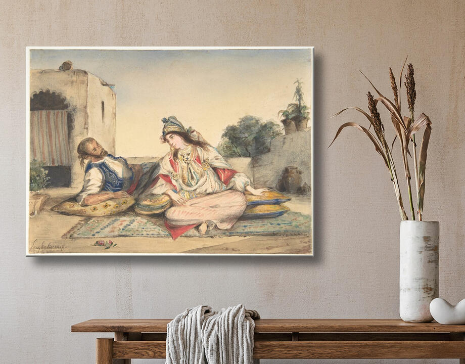 Eugène Delacroix : Un couple marocain sur leur terrasse