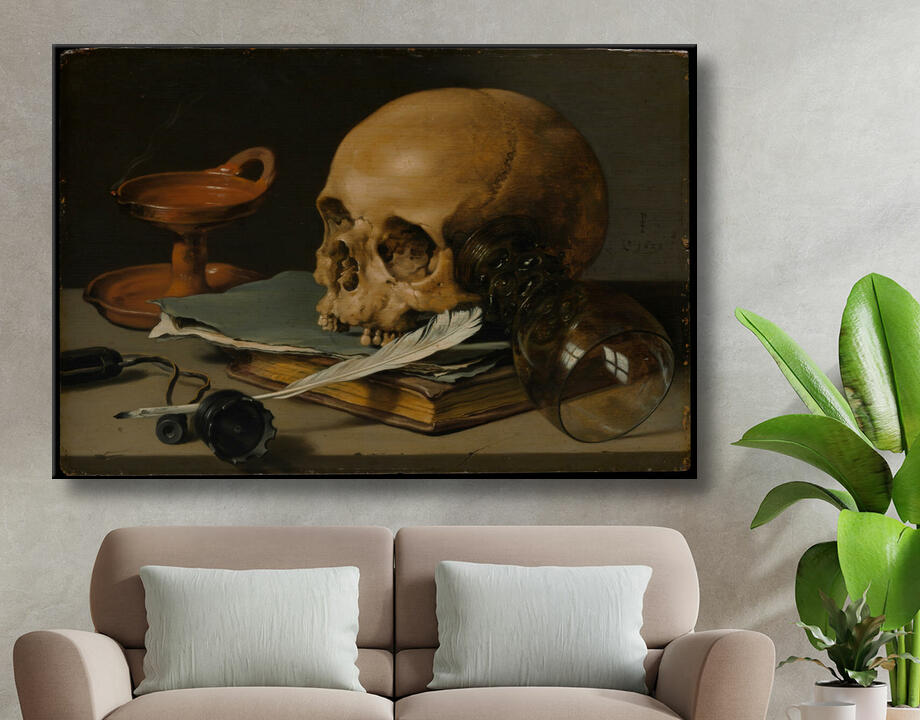 Pieter Claesz : Nature morte avec un crâne et une plume d
