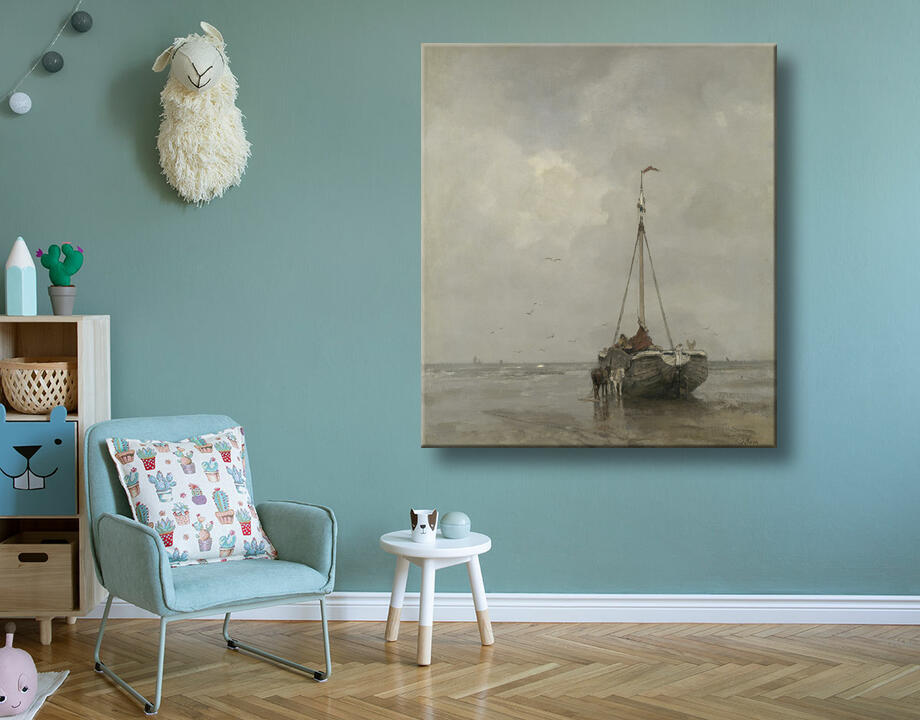 Jacob Maris : Bateau de pêche à la proue sur la plage de Scheveningen