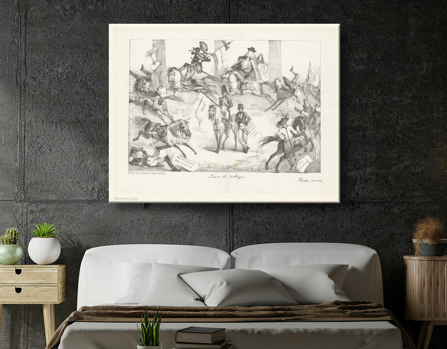 Eugène Delacroix : École d'équitation avec figures allégoriques sur les chevaux