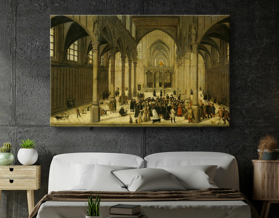 Cornelis van Dalem : Intérieur de l'église avec le Christ prêchant à une congrégation