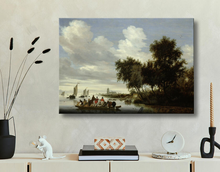 Salomon van Ruysdael : Paysage fluvial avec ferry