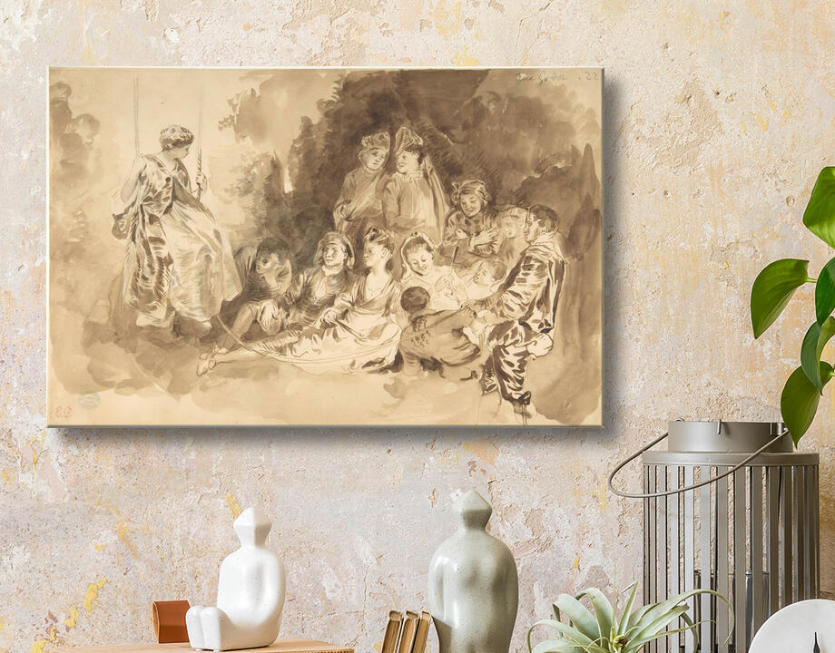 Eugène Delacroix : "The Swing," after Antoine Watteau (Les Agréements de l