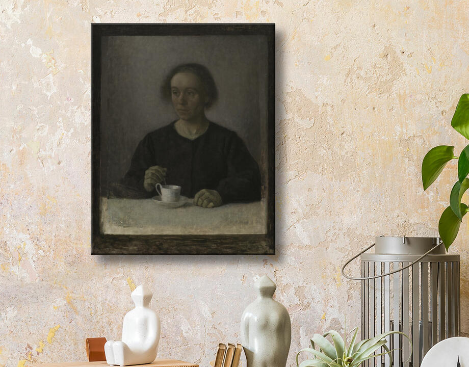 Hammershøi, Vilhelm : Ida Hammershøi, la femme de l'artiste, avec une tasse de thé