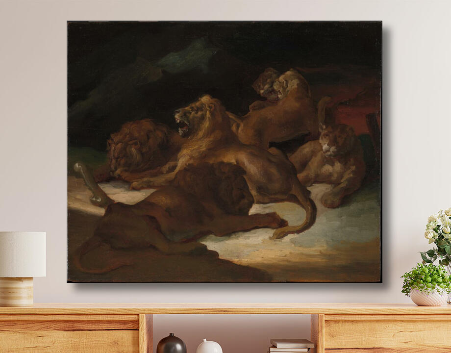 Théodore Gericault : Lions dans un paysage montagneux