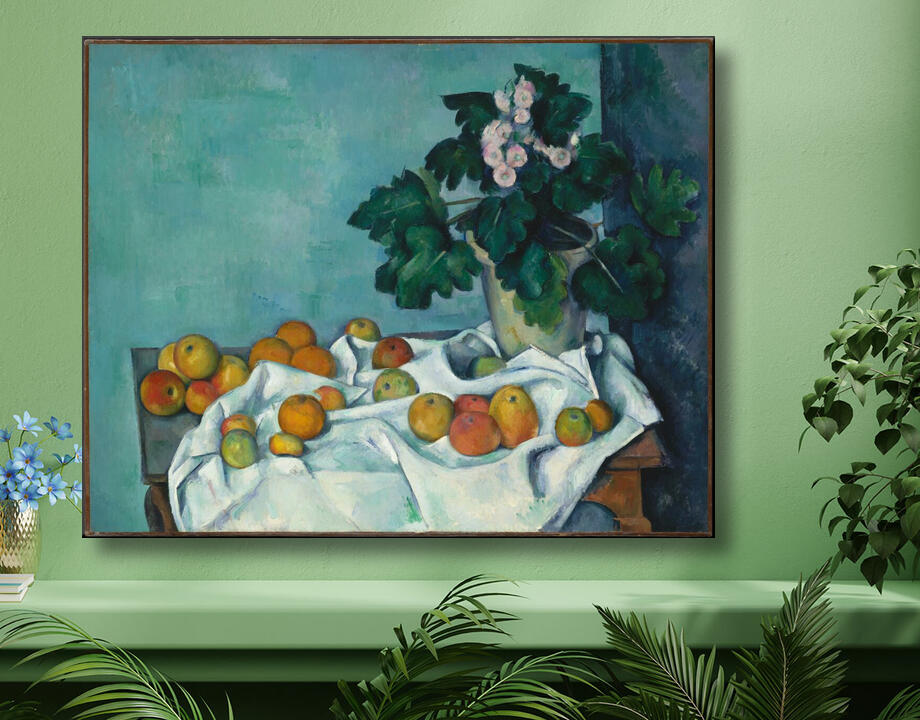 Paul Cézanne : Nature morte aux pommes et au pot de primevères