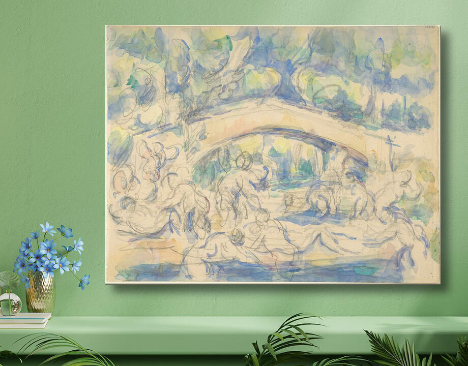 Paul Cézanne : Baigneurs sous un pont (recto) ; Étude d'après l'Ecorché de Houdon (verso)