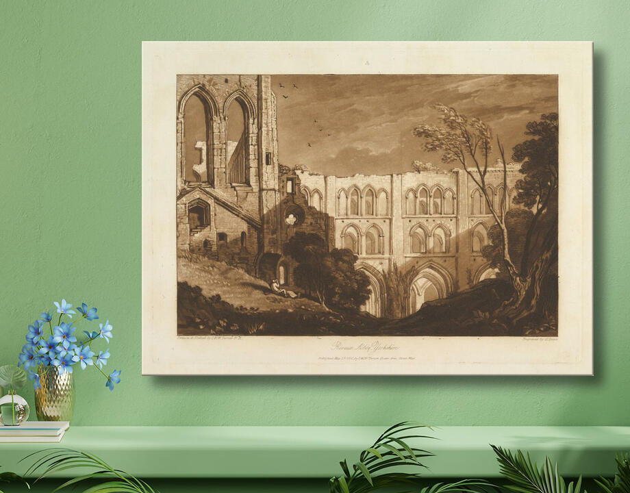 Joseph Mallord William Turner : Rivaux Abbey, Yorkshire (Liber Studiorum, part X, plate 51)