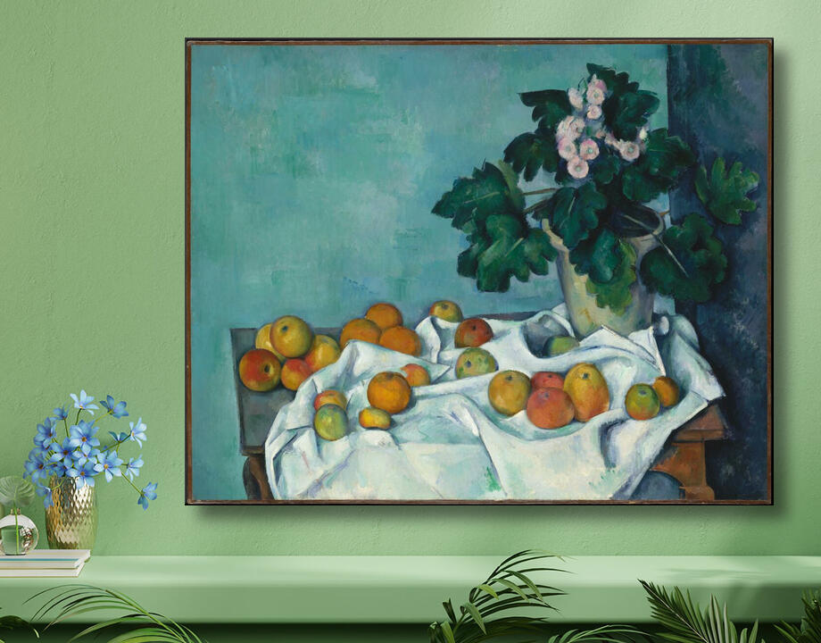 Paul Cézanne : Nature morte aux pommes et au pot de primevères