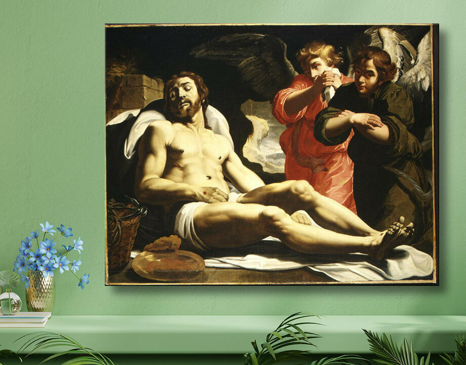 Abraham Janssen van Nuyssen : Le Christ mort au tombeau avec deux anges