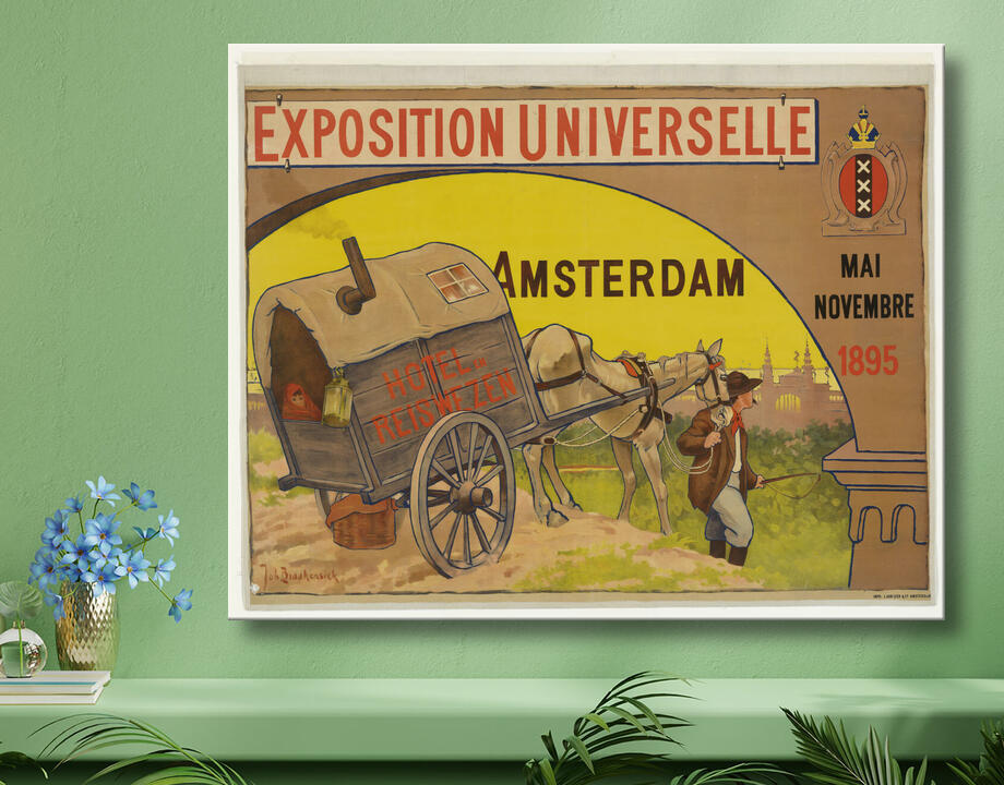 Johan Braakensiek : Affiche pour l'Exposition universelle de l'hôtellerie et de l'industrie du voyage à Amsterdam, 1895