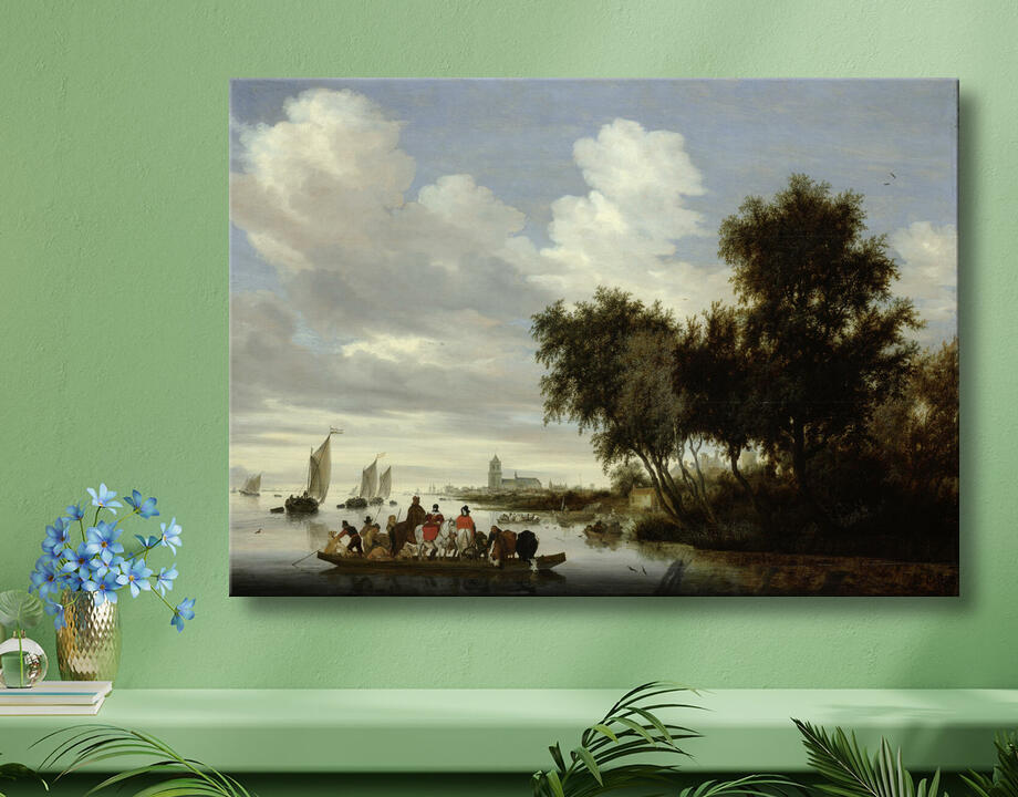 Salomon van Ruysdael : Paysage fluvial avec ferry