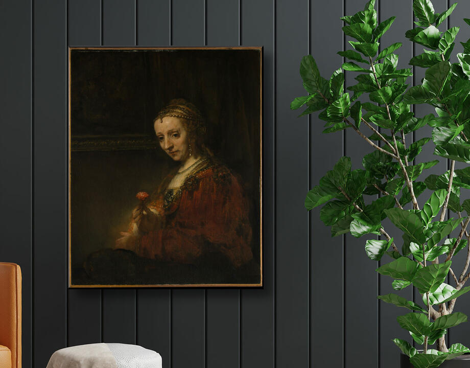 Rembrandt (Rembrandt van Rijn) : Femme avec une rose