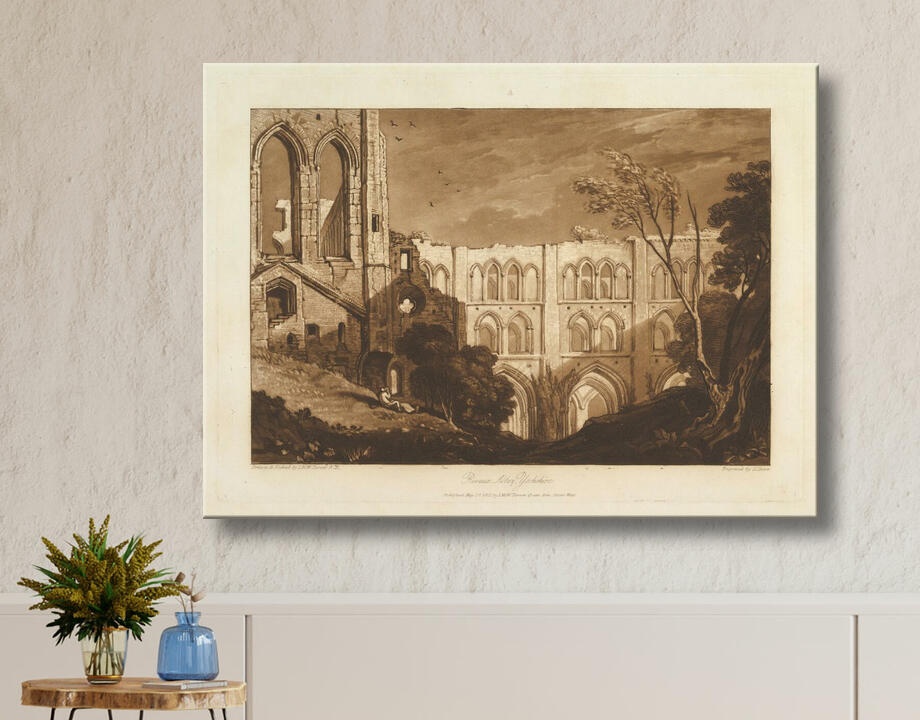 Joseph Mallord William Turner : Rivaux Abbey, Yorkshire (Liber Studiorum, part X, plate 51)