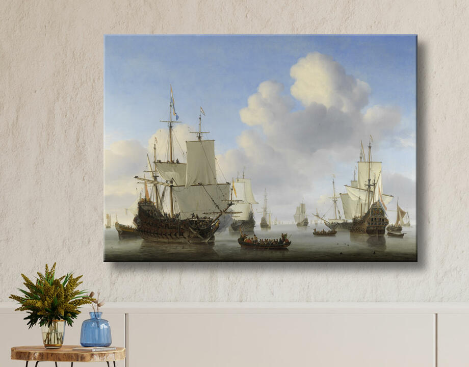 Willem van de Velde (II) : Navires hollandais dans une mer calme