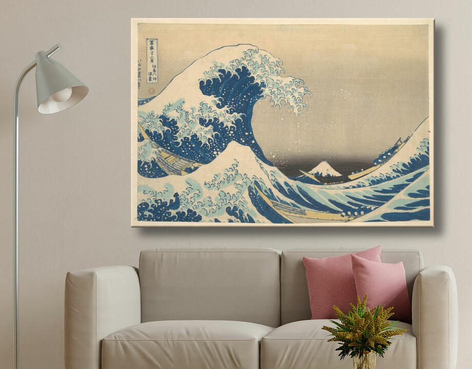 Katsushika Hokusai : Sous la vague au large de Kanagawa (Kanagawa oki nami ura), également connue sous le nom de La Grande Vague, de la série Trente-six vues du mont Fuji (Fugaku sanjūrokkei)