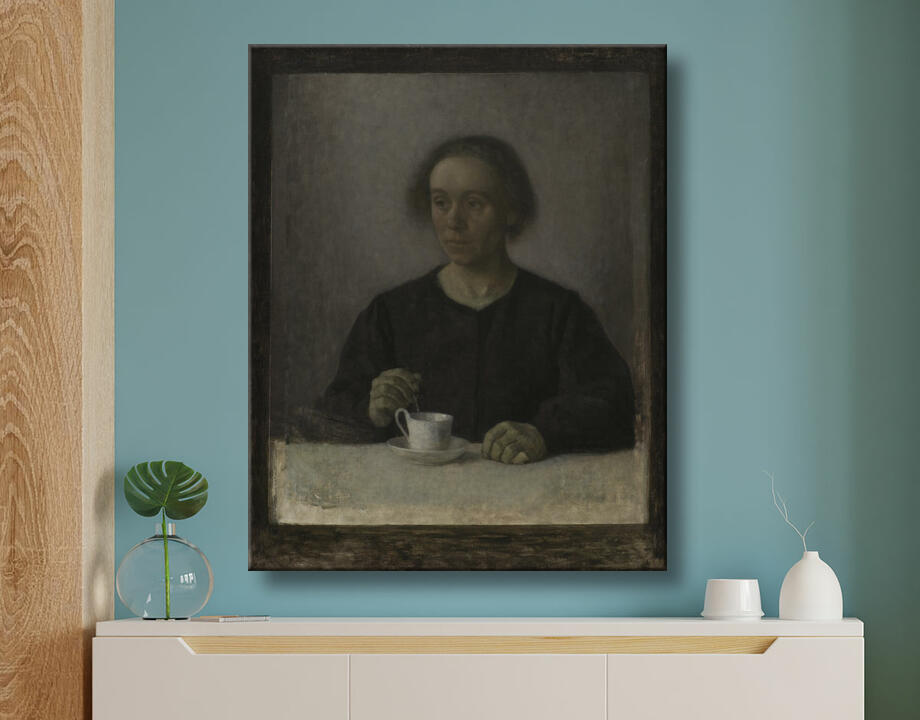 Hammershøi, Vilhelm : Ida Hammershøi, la femme de l'artiste, avec une tasse de thé